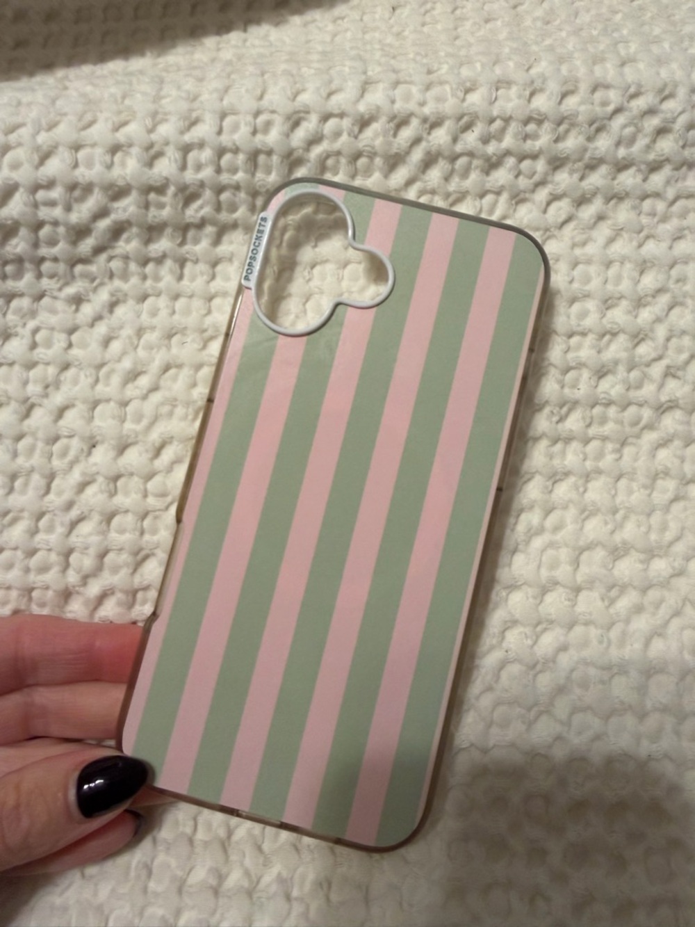 Striped Pink & Sage Slim Phone Case - IPhone 16 Plus MagSafe